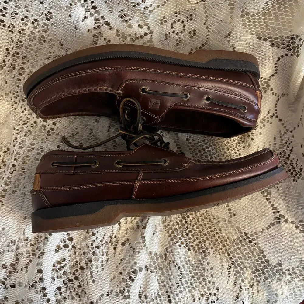 Sperry Mako 2-Eye Men's US 11 M Dark Brown Leather Boat Shoes